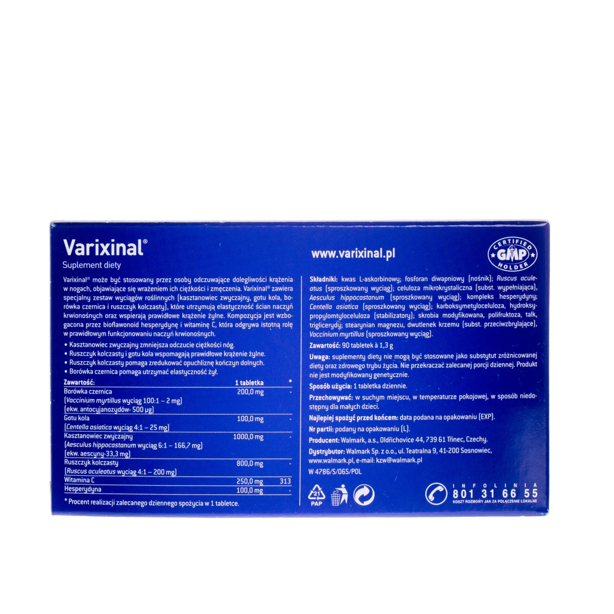 Varixinal, wyciąg z kasztanowca dla lekkości nóg, 90 tabletek 