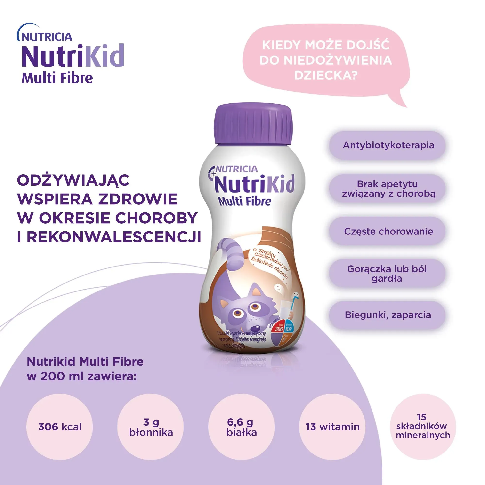NutriKid Multi Fibre, smak czekoladowy, 200 ml 