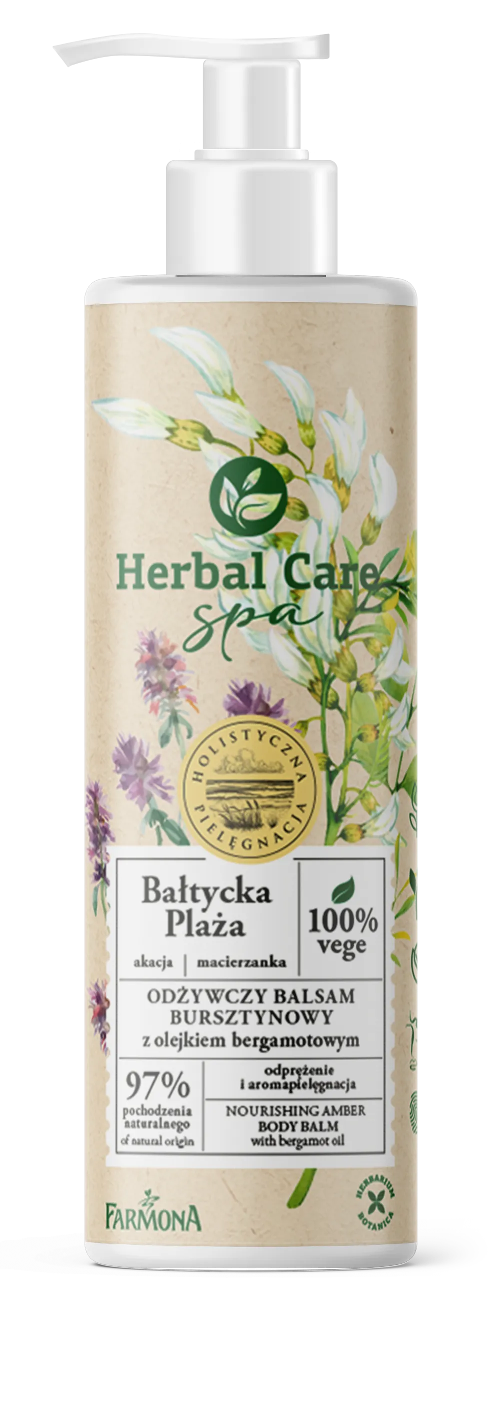 Herbal Care SPA Bałtycka Plaża odżywczy balsam bursztynowy z olejkiem bergamotowym, 400 ml