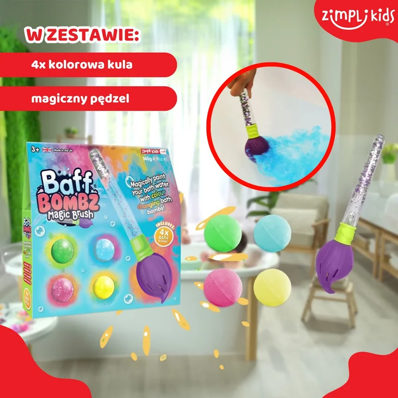 Zimpli Kids Baff Bombz Magic Brush kule do zabawy z pędzlem, 4 sztuki