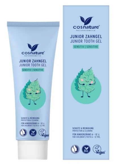Cosnature® Junior Tooth Gel Sensitive naturalny żel do zębów z rumiankiem i miętą dla dzieci 6-12 lat, 75 ml