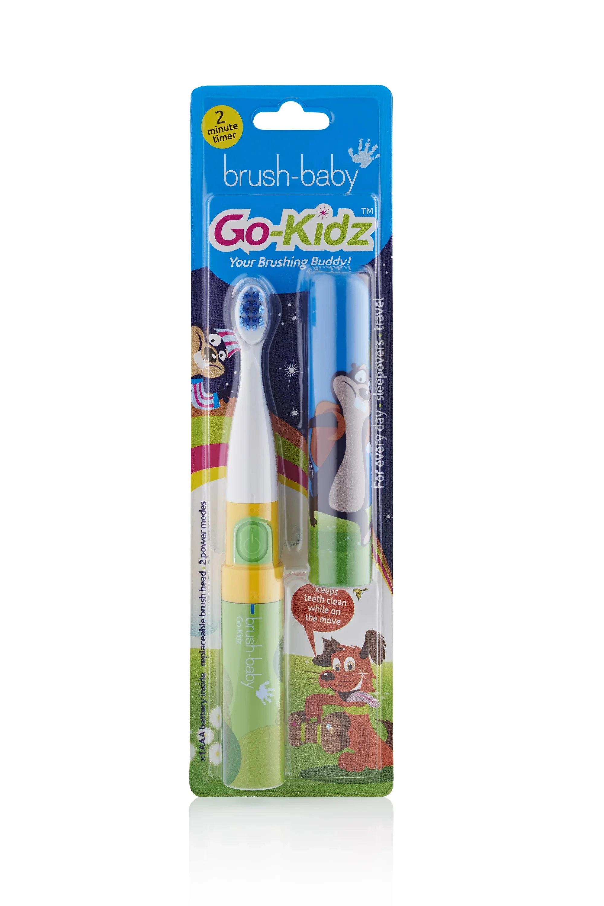 Brush-Baby Go-Kidz podróżna szczoteczka soniczna dla dzieci 3+ lat Blue/Pink, 1 sztuka