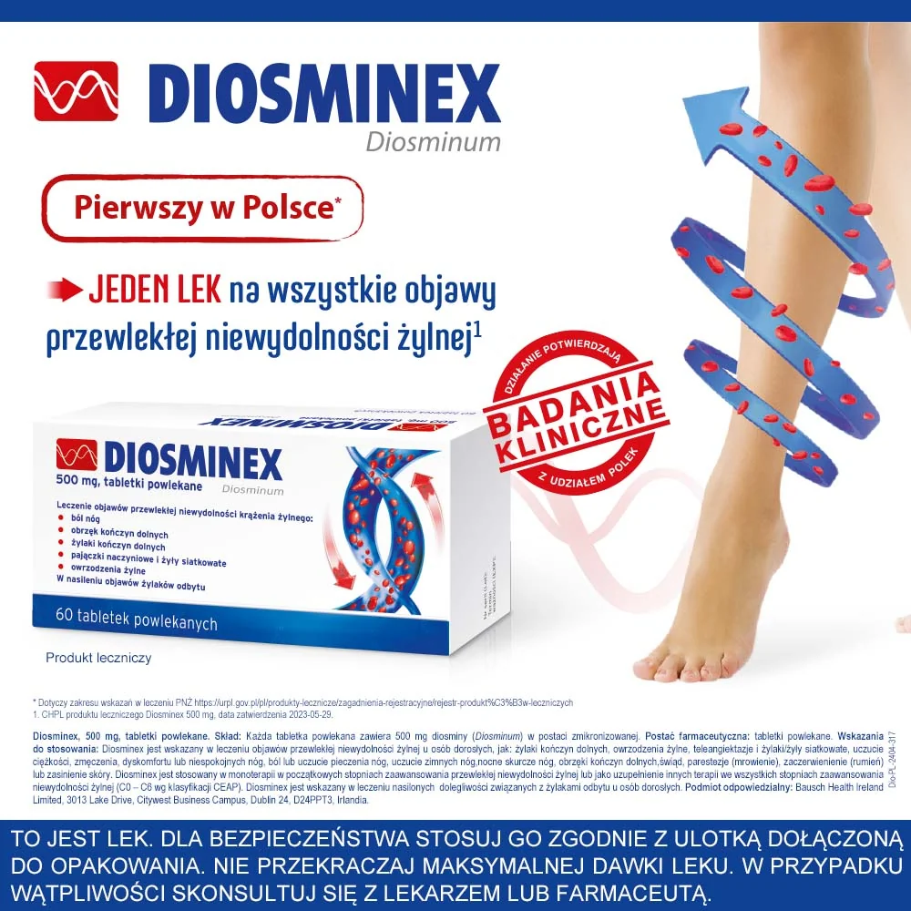 Diosminex 500 mg 60 tabletek powlekanych