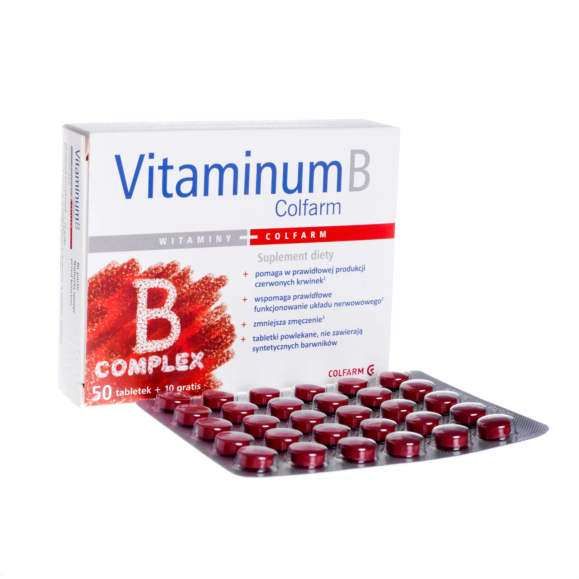 Vitaminum B, Colfarm, suplement diety, 50 + 10 tabletek 