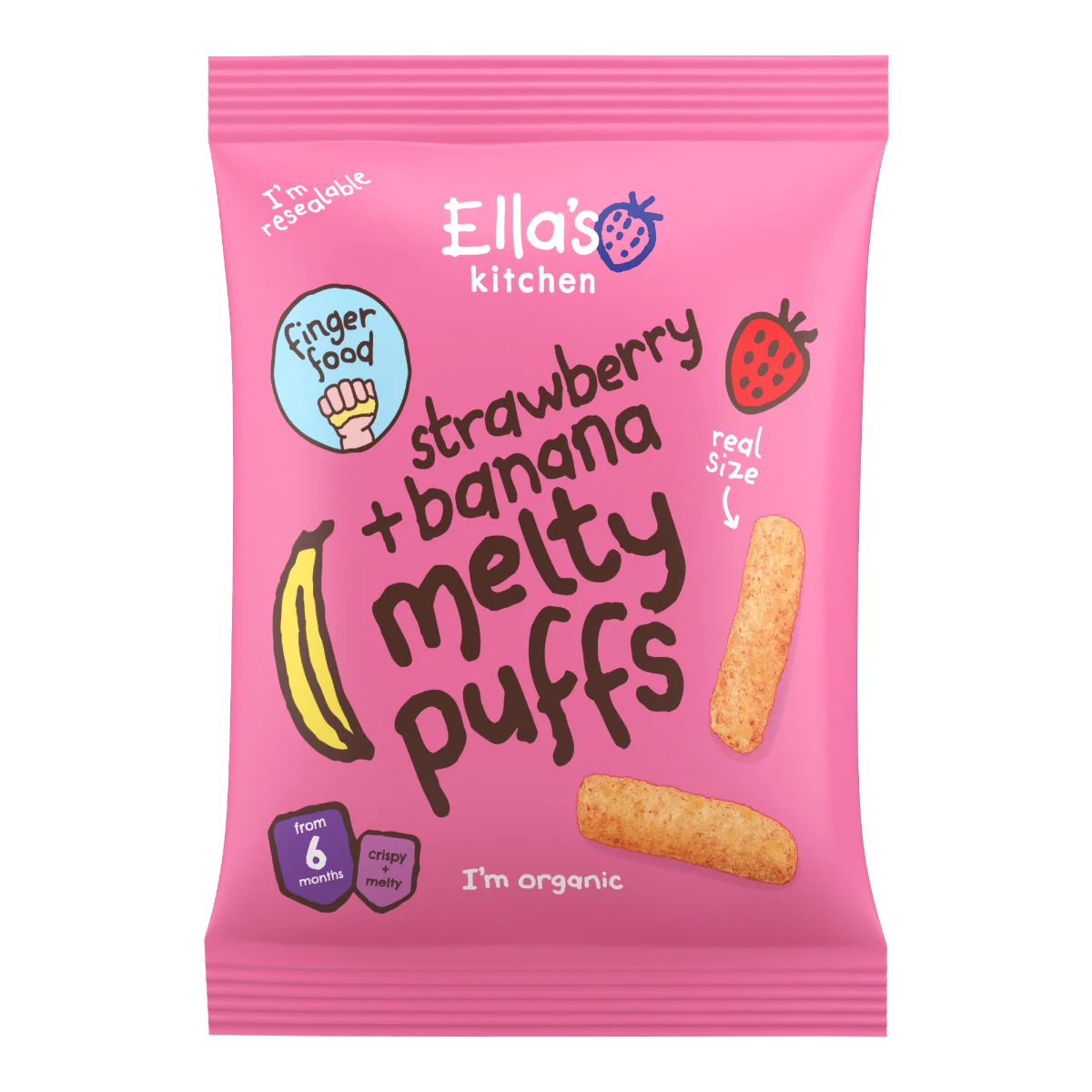 Ella's Kitchen BIO chrupki kukurydziane o smaku truskawki i banana, 20 g