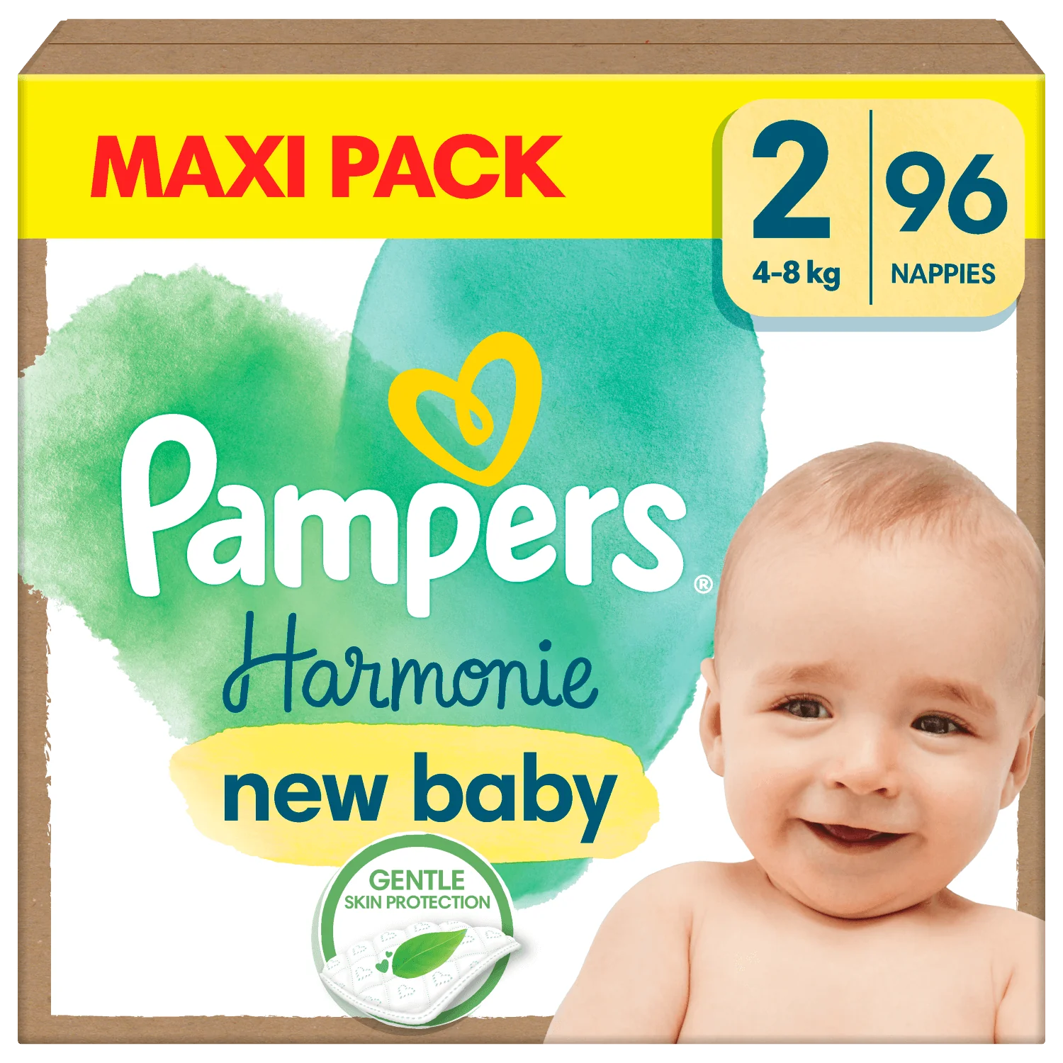 Pampers Harmonie Baby Pieluszki, rozmiar 2 (4kg-8kg), 96 sztuki