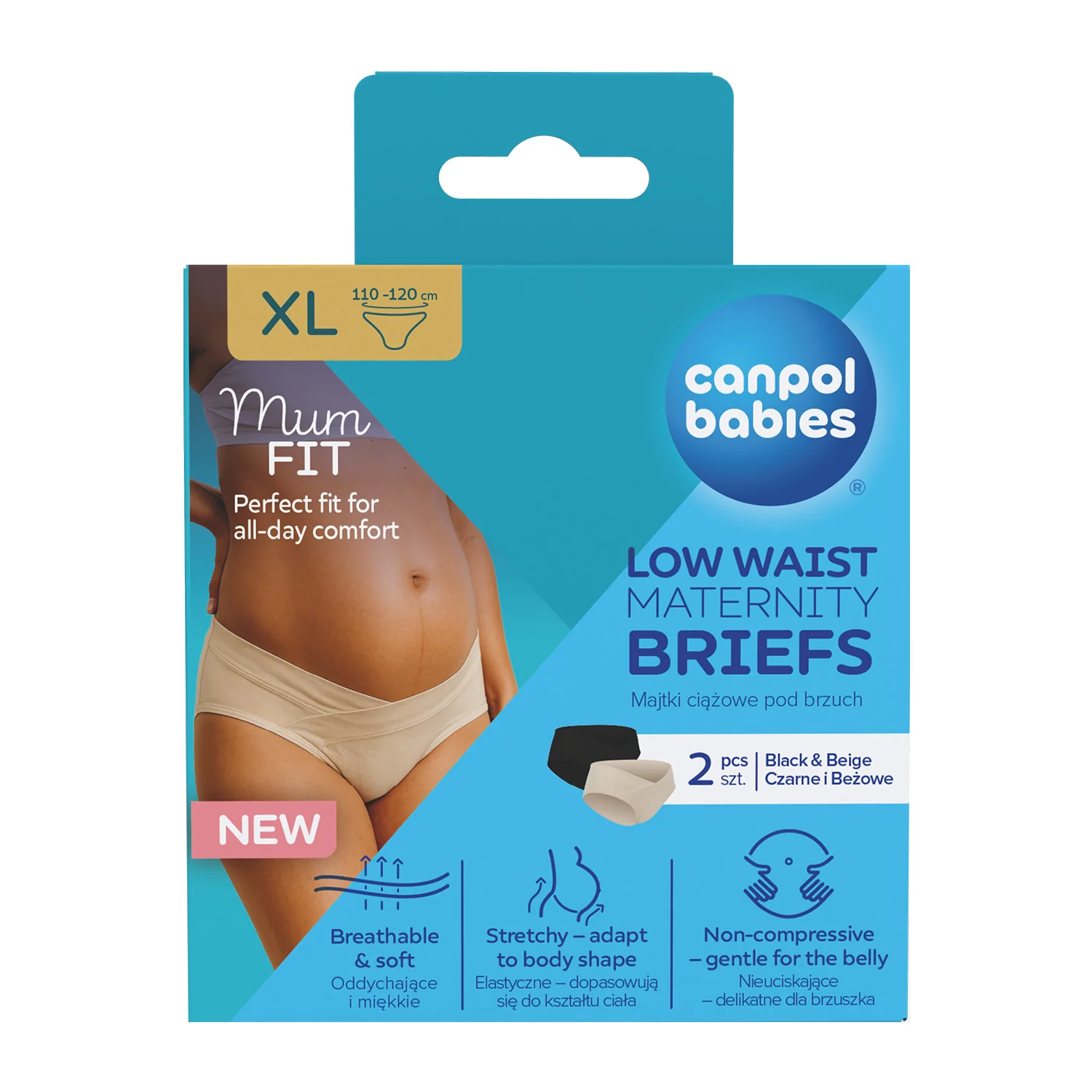 Canpol Babies Mum Fit majtki ciążowe pod brzuch XL, 2 sztuki