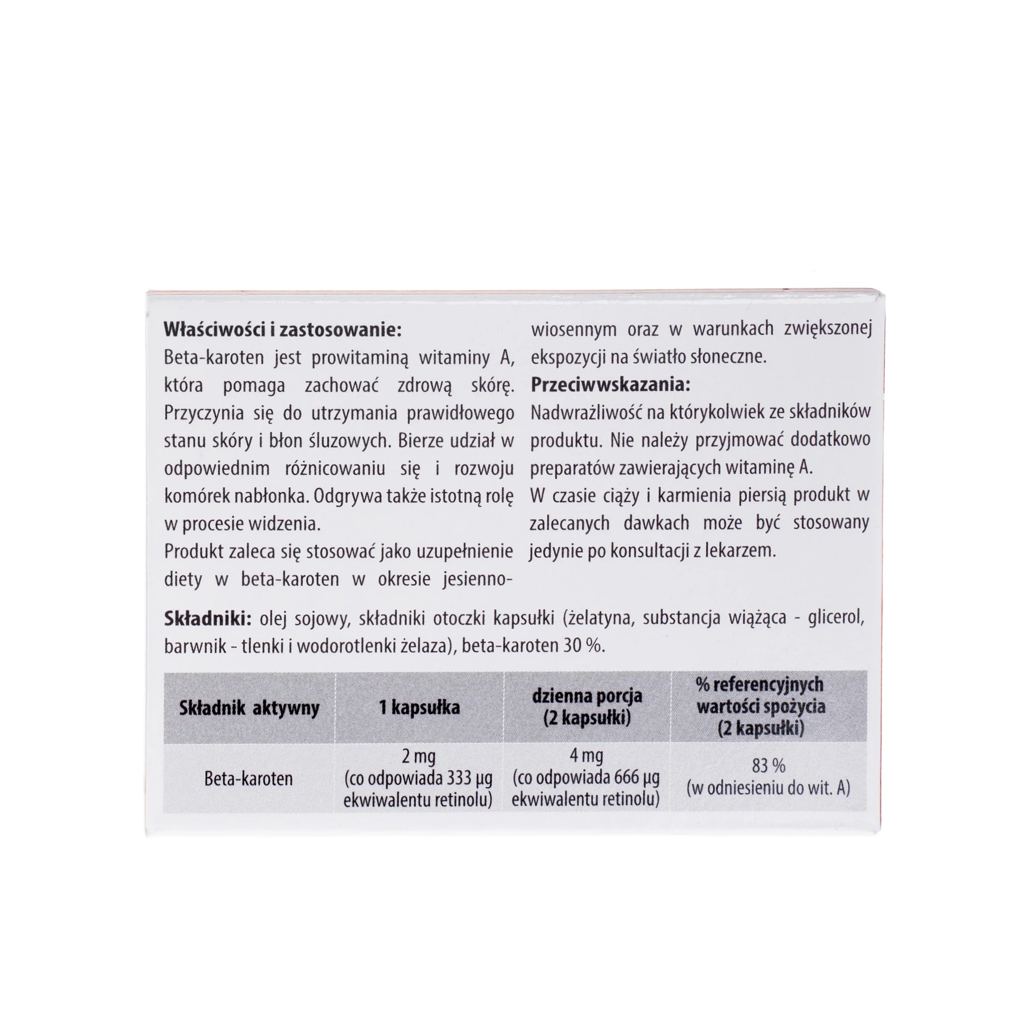 NaturKaps Beta-Karoten zdrowa skóra, suplement diety, 90 kapsułek 