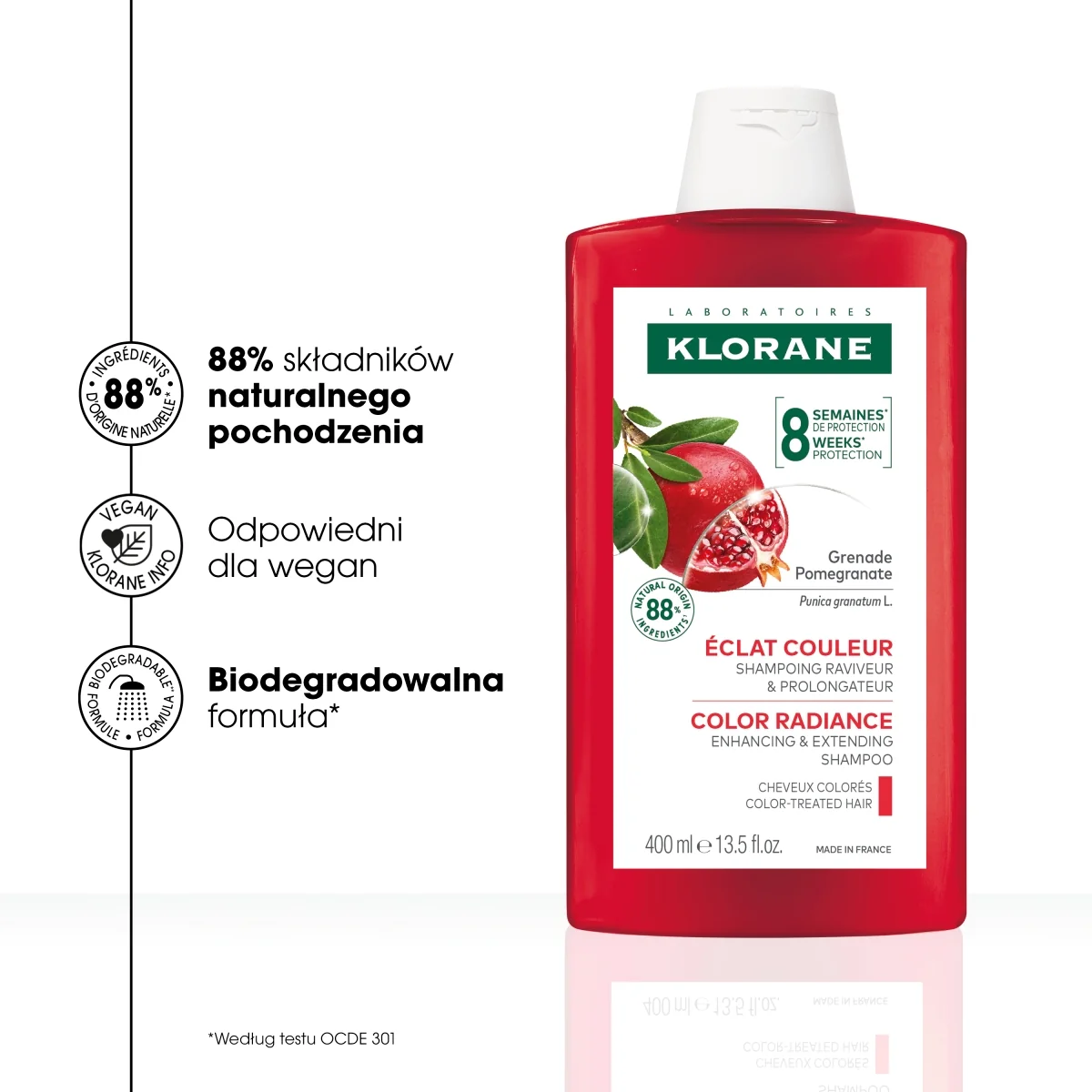 Klorane szampon przedłużający trwałość i intensywność koloru, 400 ml