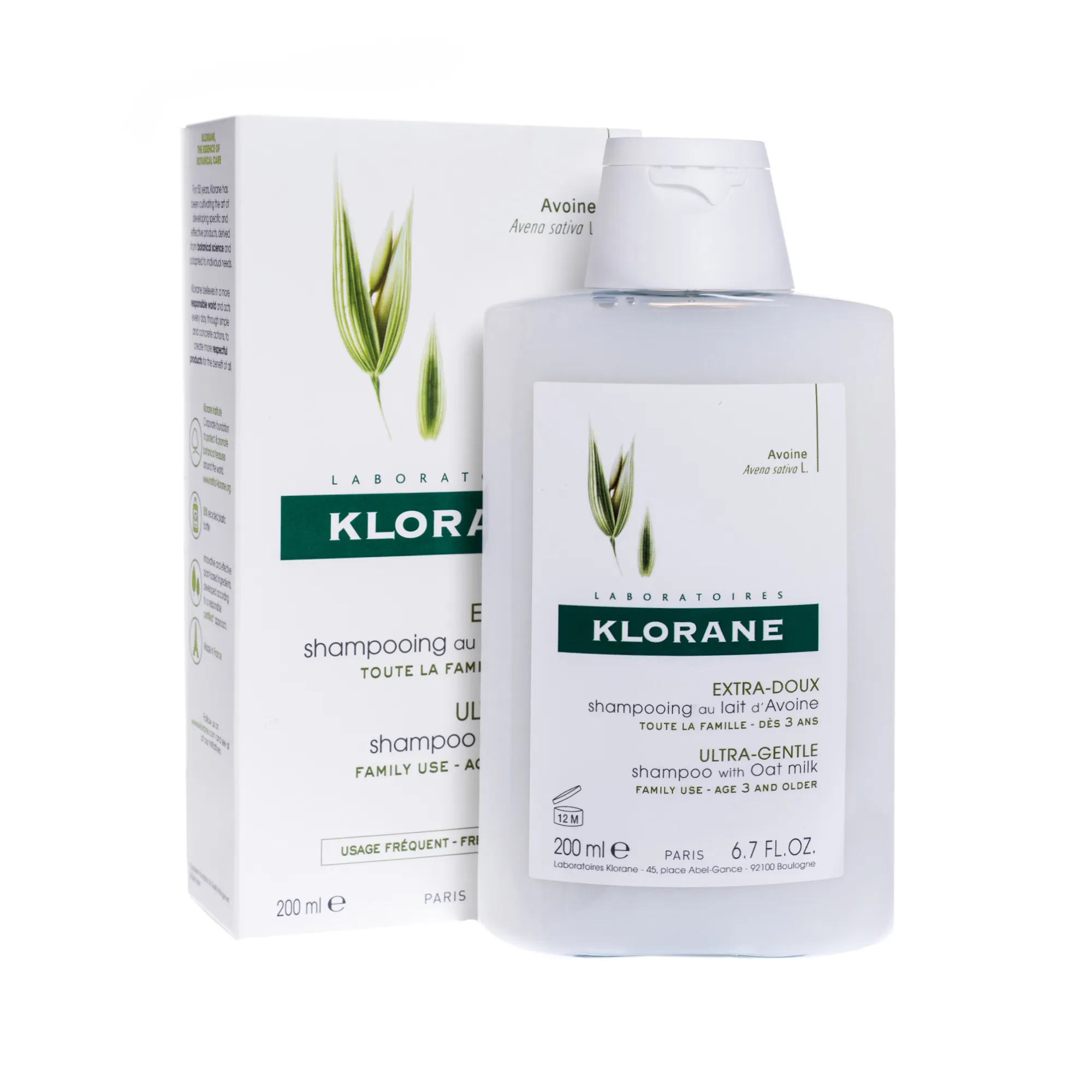 Klorane, ultrałagodny szampon na bazie mleczka z owsa, 200 ml