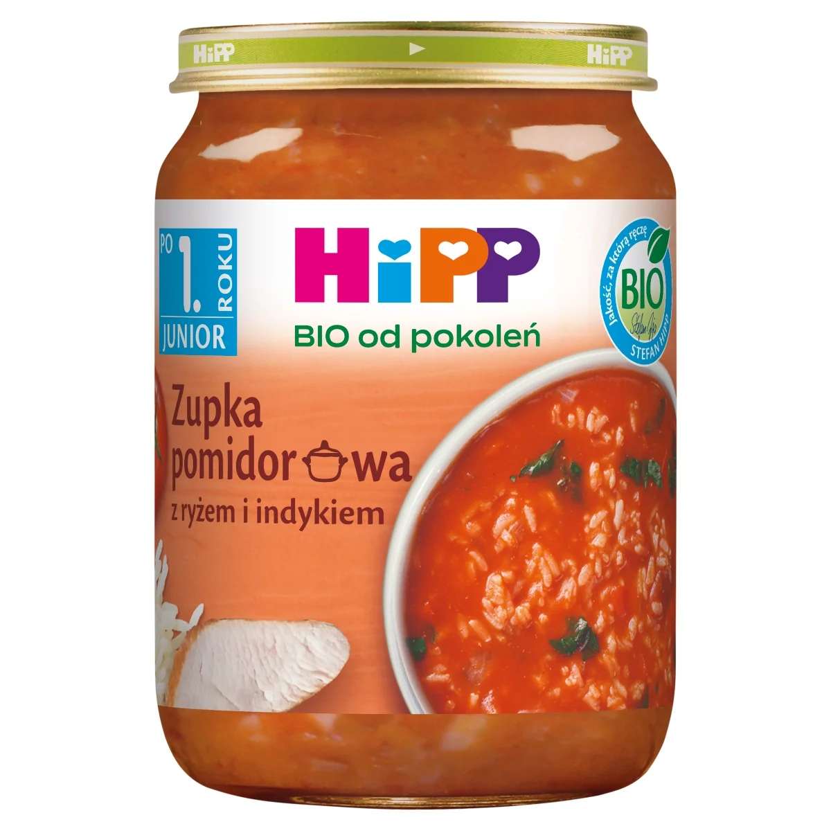 HiPP BIO od pokoleń zupka pomidorowa z ryżem i indykiem po 12. miesiącu, 250 g