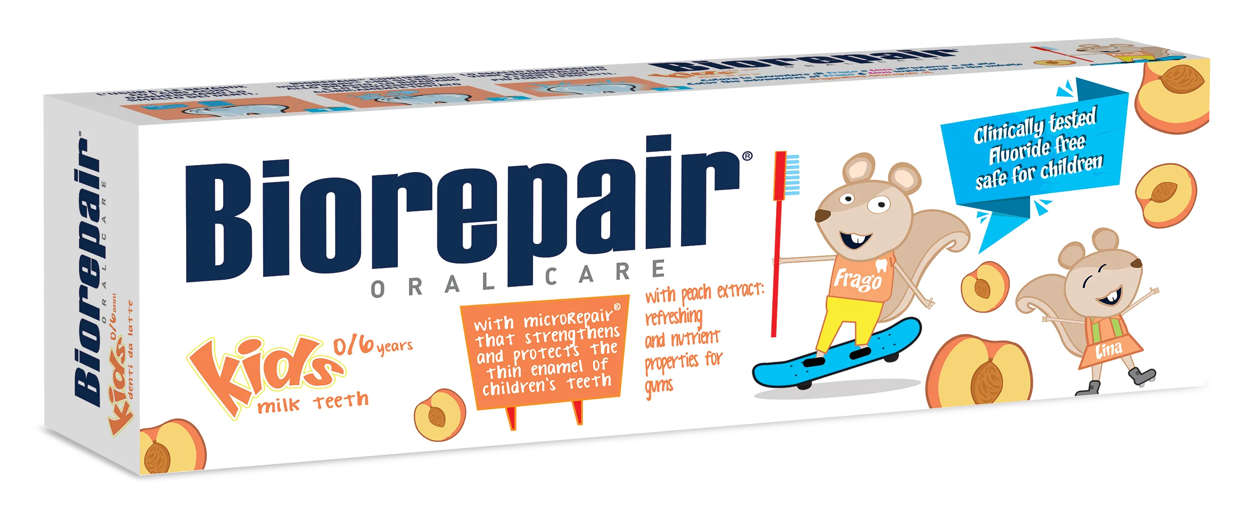 Biorepair Junior Kids, pasta do zębów dla dzieci (0 - 6 lat), brzoskwinia, 50 ml