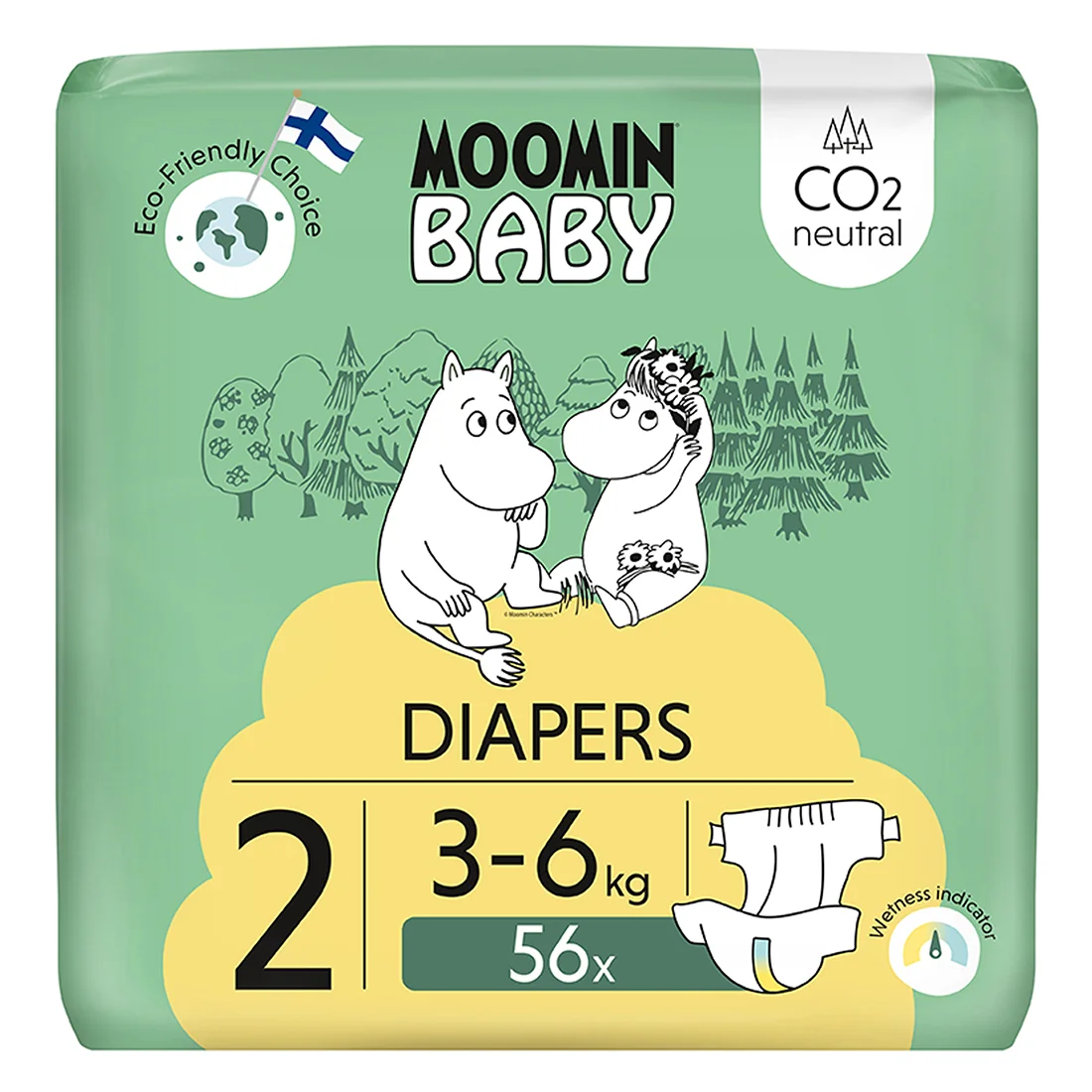 Moomin Baby pieluszki 2 Newborn 3-6 kg, 56 szt.