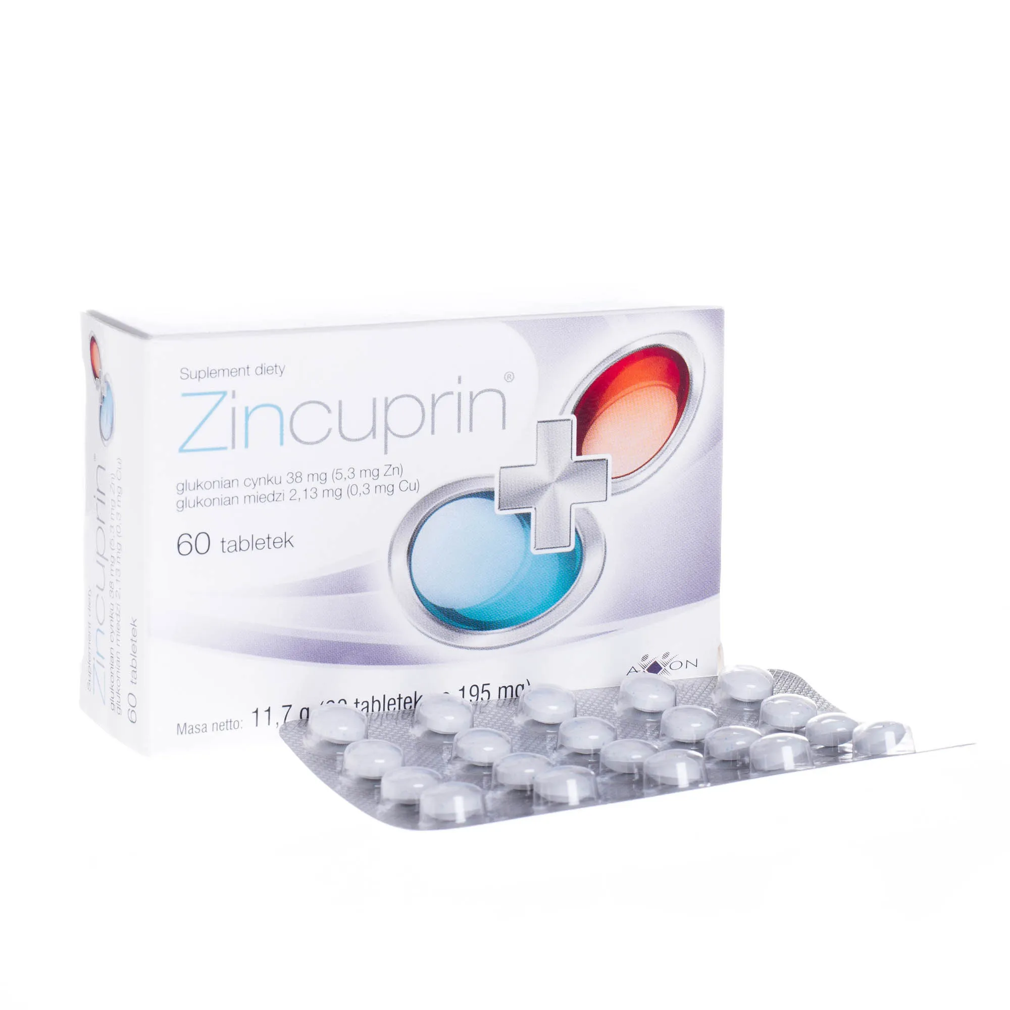 Zincuprin, 60 tabletek uzupełniających codzienną dietę w cynk i miedź 