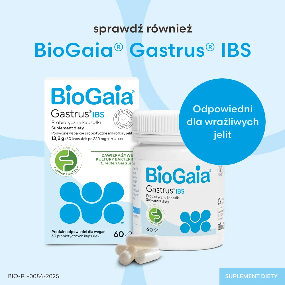 BioGaia Gastrus suplement diety, smak mandarynkowy, 30 tabletek do żucia