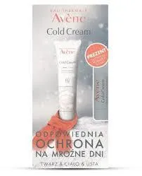 Avene Cold Cream, krem nawilżający ochronny do skóry suchej, 100 ml + pomadka odżywcza do ust, 4 g