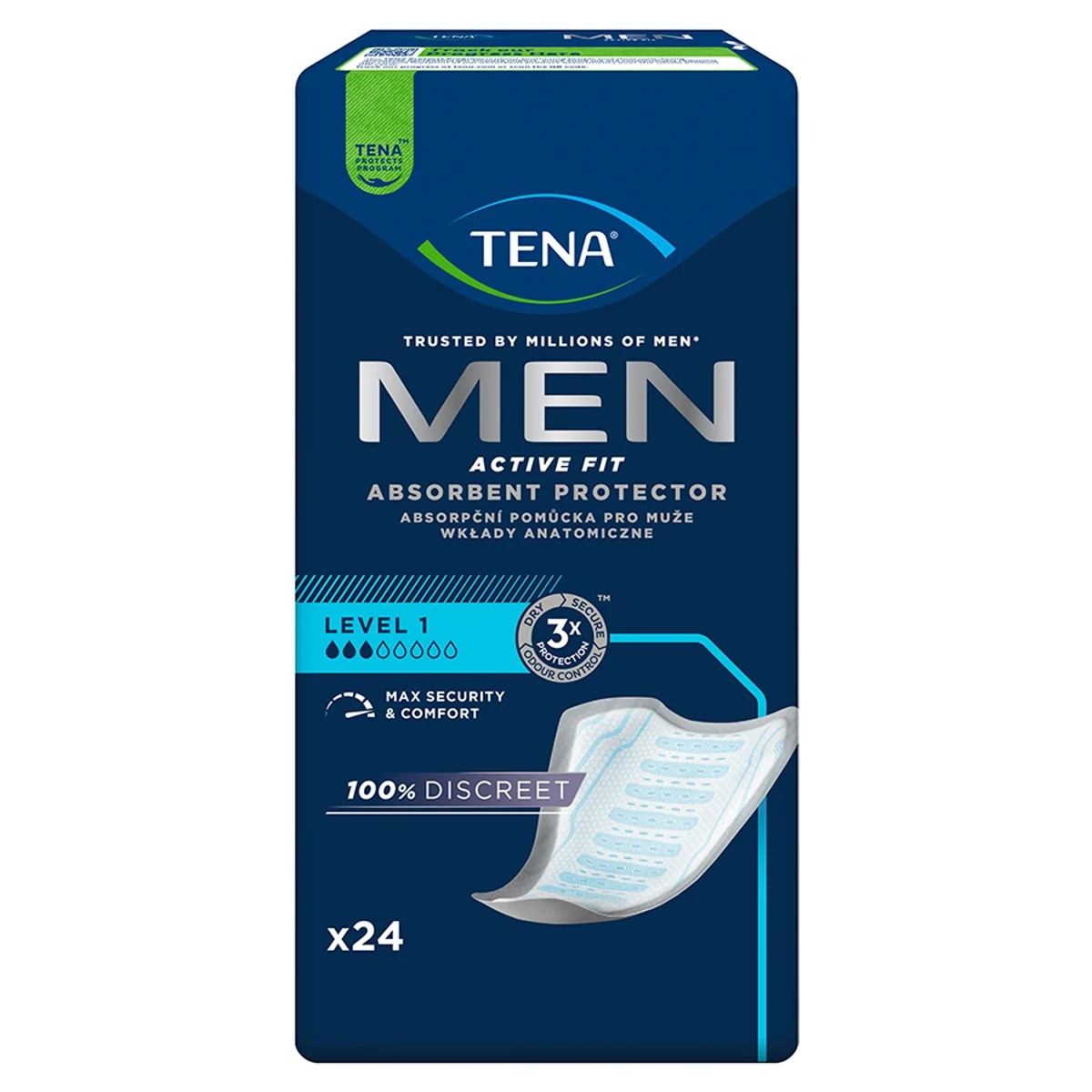 TENA Men Active Fit wkładki anatomiczne Level 1, 24 sztuki