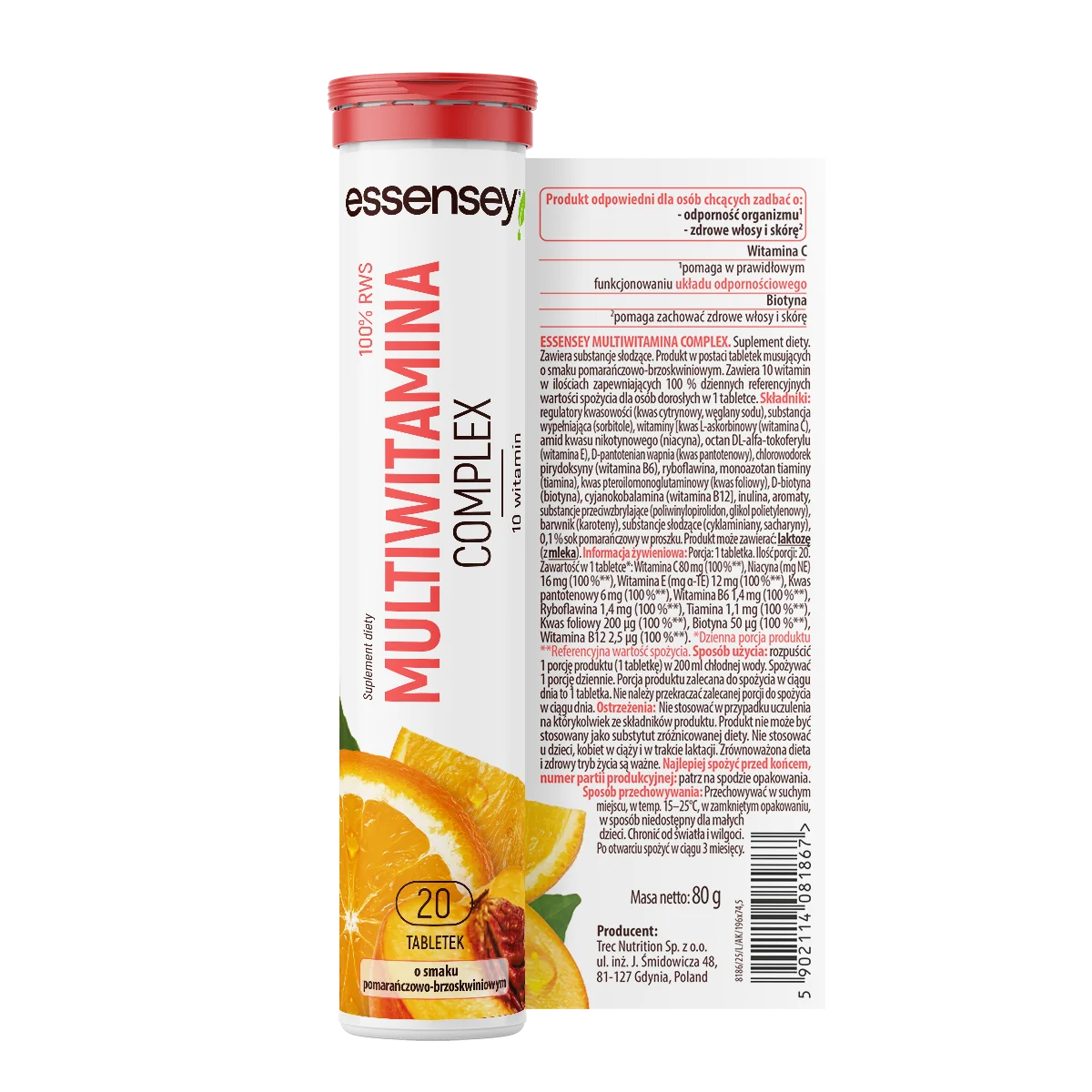 Essensey Witamina C 1000 mg o smaku pomarańczowym, 20 tabletek musujących