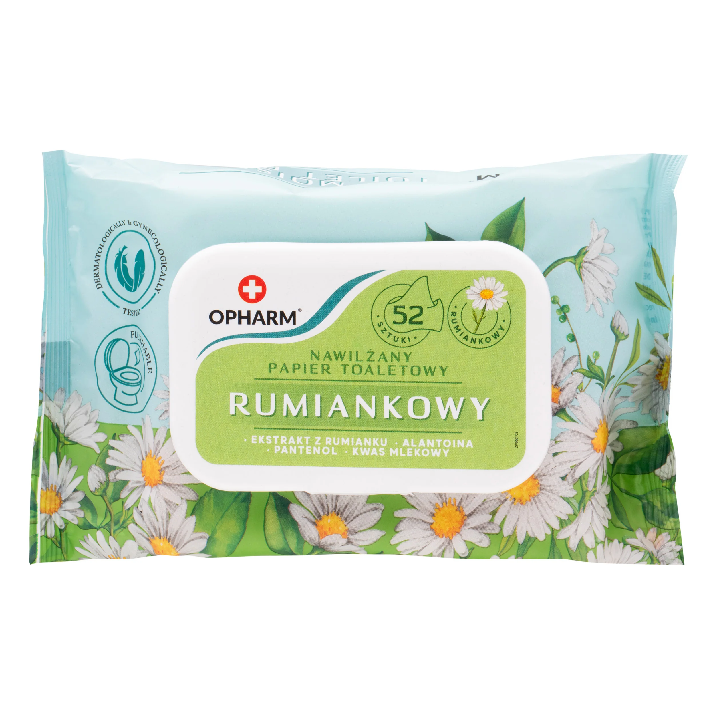 Opharm nawilżany papier toaletowy rumiankowy, 52 szt.