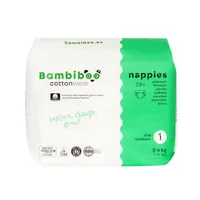 Bambiboo COTTONWEAR jednorazowe pieluszki z bawełną organiczną i wycięciem na pępek rozmiar 1, 28 szt.