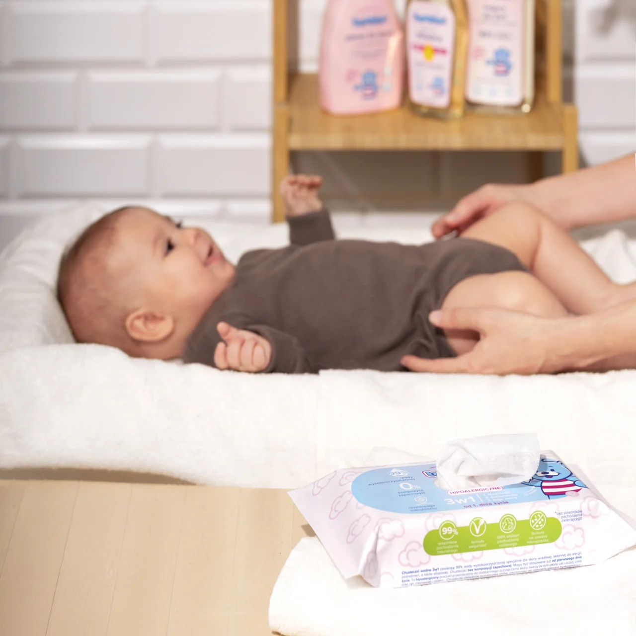 Bambino chusteczki wodne 3w1, 57 sztuk