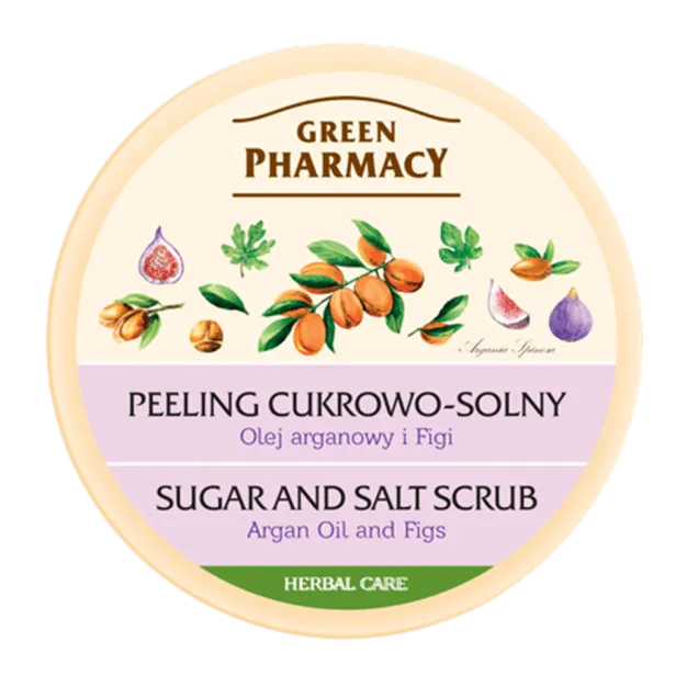 Green Pharmacy, peeling cukrowo solny, olej arganowy i figi, 300 ml 