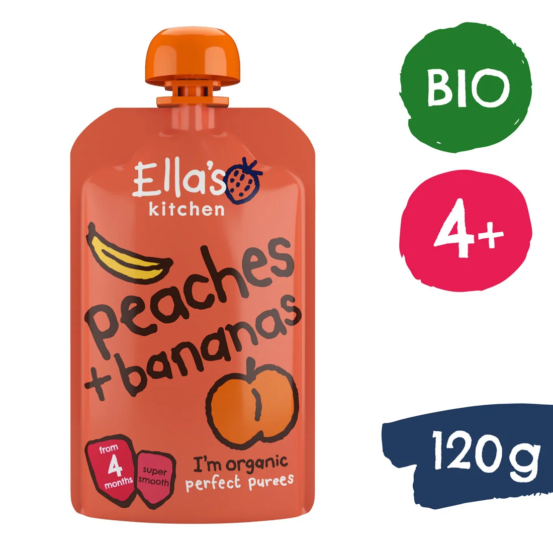 Ella's Kitchen BIO banan z brzoskwinią, 120 g