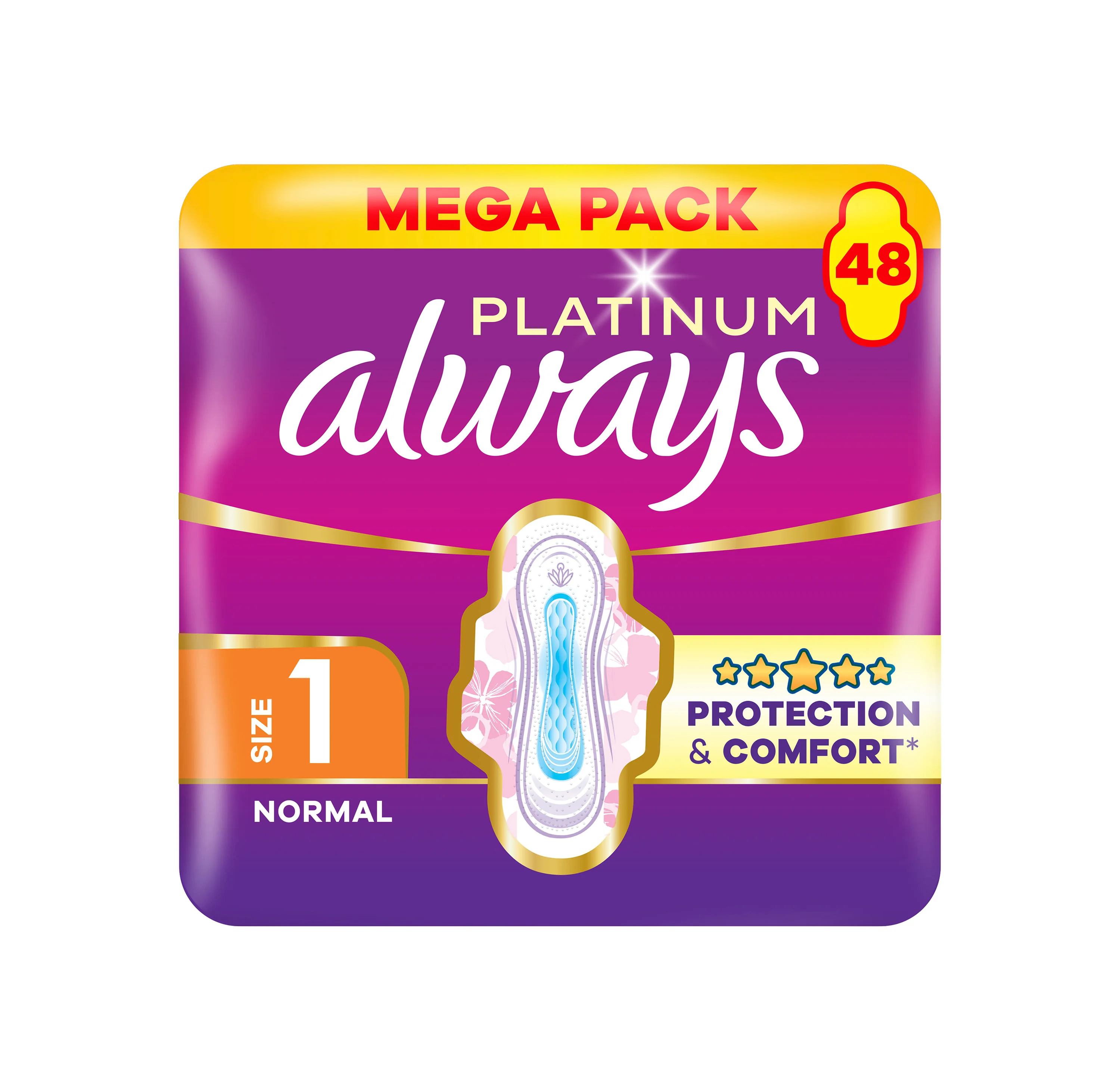 Always Platinum Normal podpaski ze skrzydełkami rozmiar 1, 48 sztuk