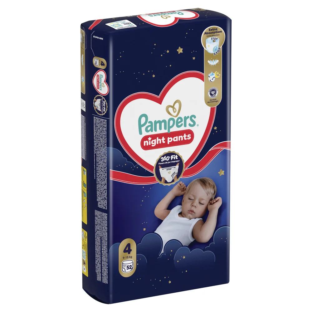 Pampers Night Pants 4 pieluchomajtki, rozmiar 4, 9-15 kg, 52 sztuki