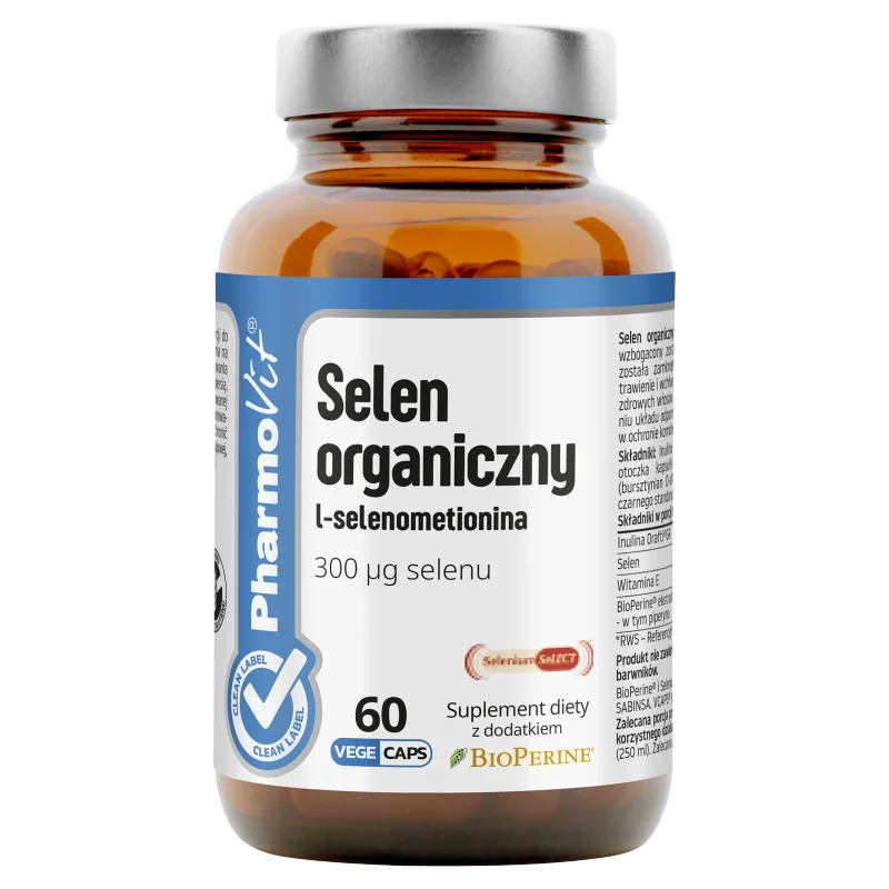 Pharmovit Selen organiczny L-selenometionina 300 µg suplement diety, 60 kapsułek