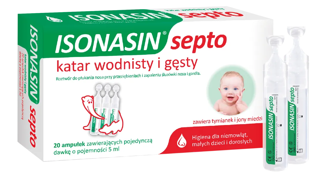 Isonasin Septo, roztwór do płukania nosa, 20 ampułek o pojemności 5 ml