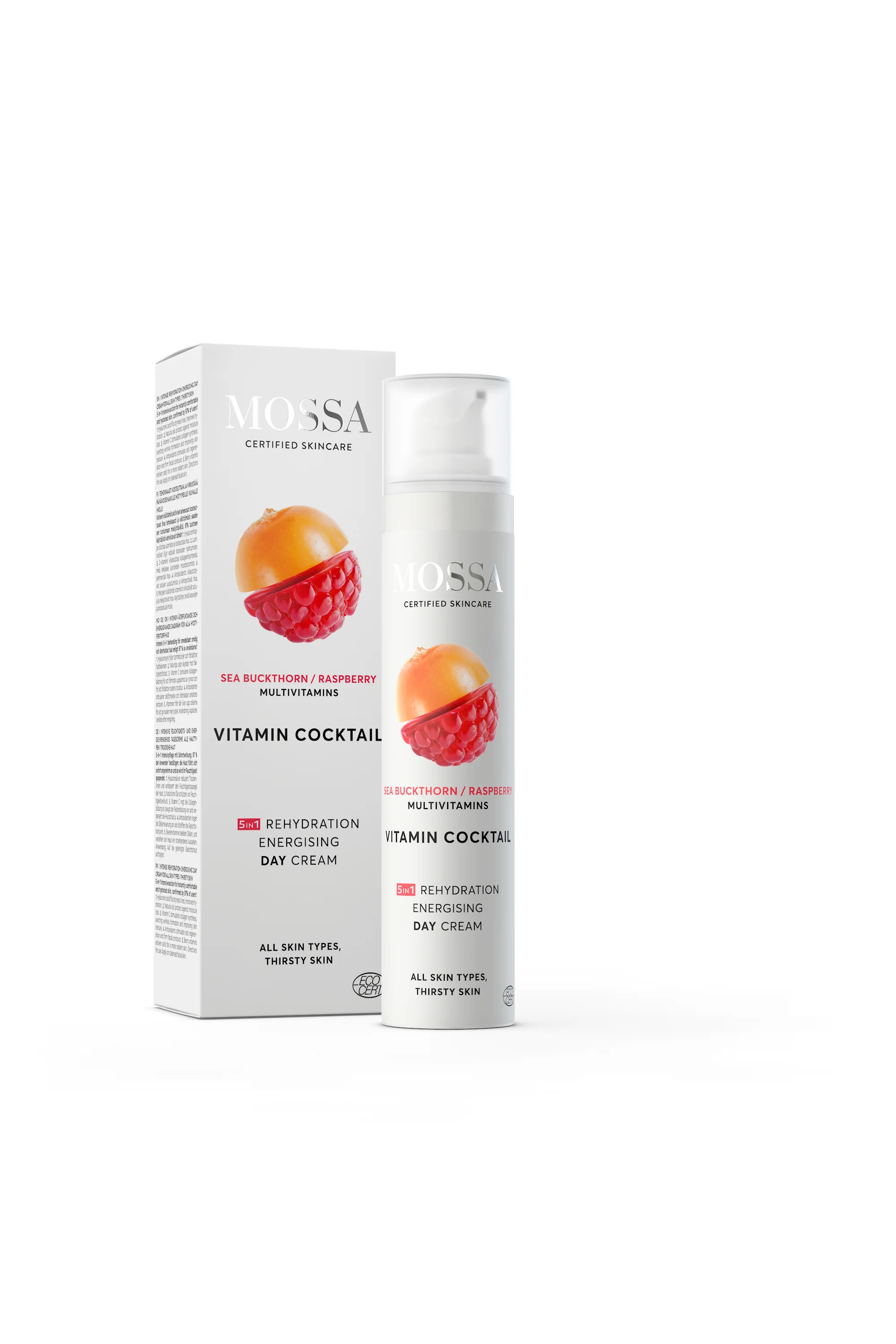 Mossa Vitamin Coctail multiwitaminowy krem nawilżająco-energetyzujący na dzień z rokitnikiem i maliną, 50 ml