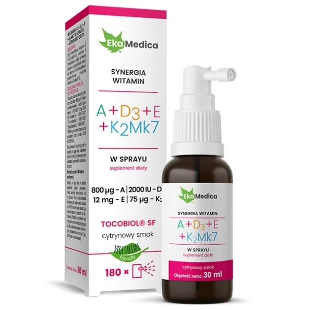 EkaMedica Witaminy A + D3 + E + K2 MK7 spray, 30 ml
