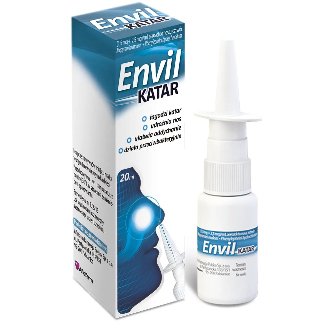 Envil Katar, 1,5mg/ml + 2,5 mg/ml, aerozol do nosa, 20 ml
