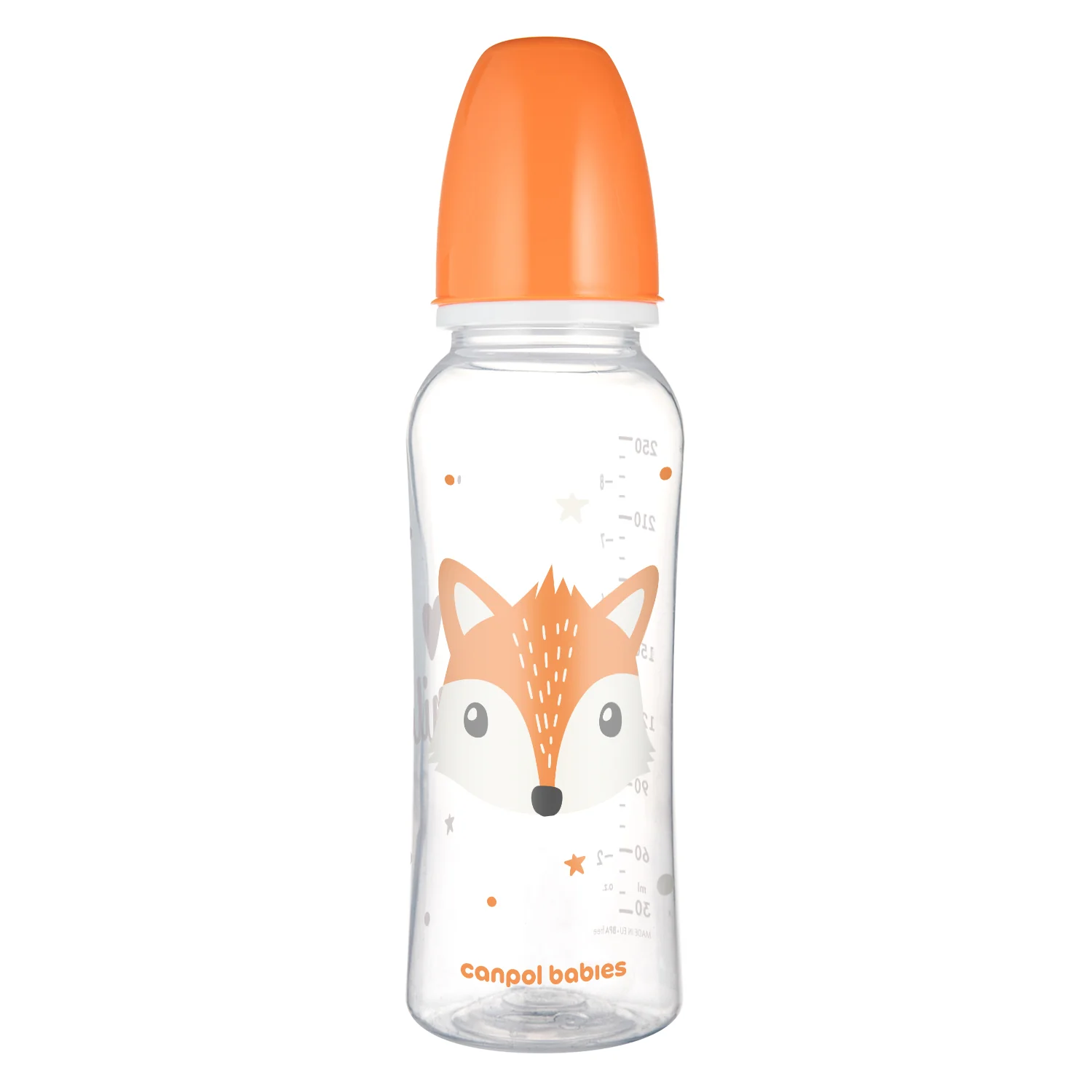 Canpol Babies CUTE ANIMALS pomarańczowa butelka 250 ml, 1 sztuka