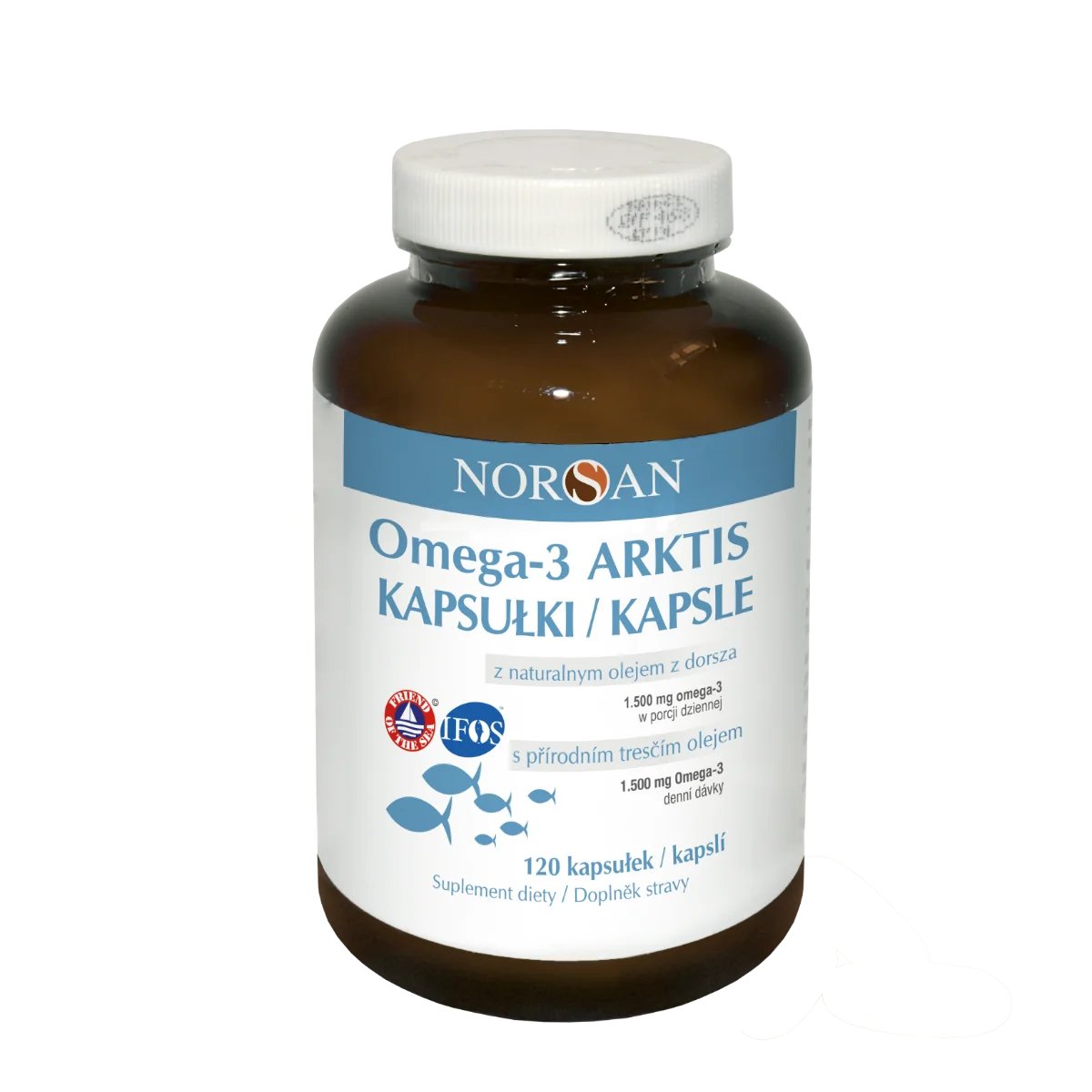 Norsan Omega-3 Arktis kapsułki z naturalnym olejem z dorsza arktycznego i ekstraktem z rozmarynu, 120 kapsułek