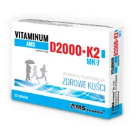 AMS Vitaminum D2000 + K2 MK7, suplement diety, 30 tabletek