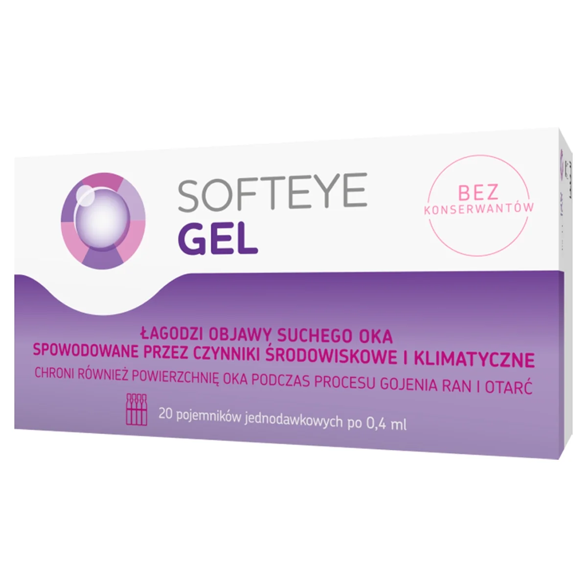 Softeye Gel klarowny jałowy żel do oczu, 20 x 0,4 ml