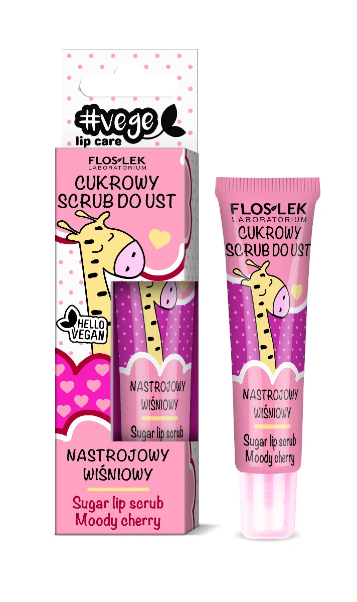 Floslek Vege Lip Care cukrowy scrub do ust wiśniowy, 14 g