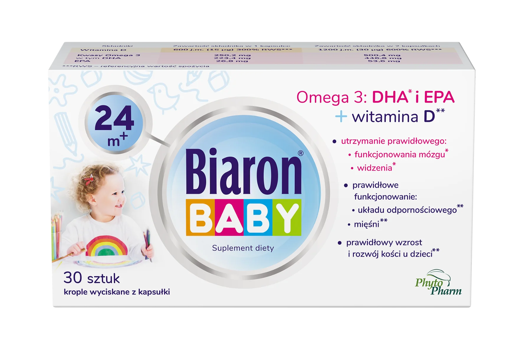 Biaron Baby DHA 24 m+ 30 kapsułek twist-off