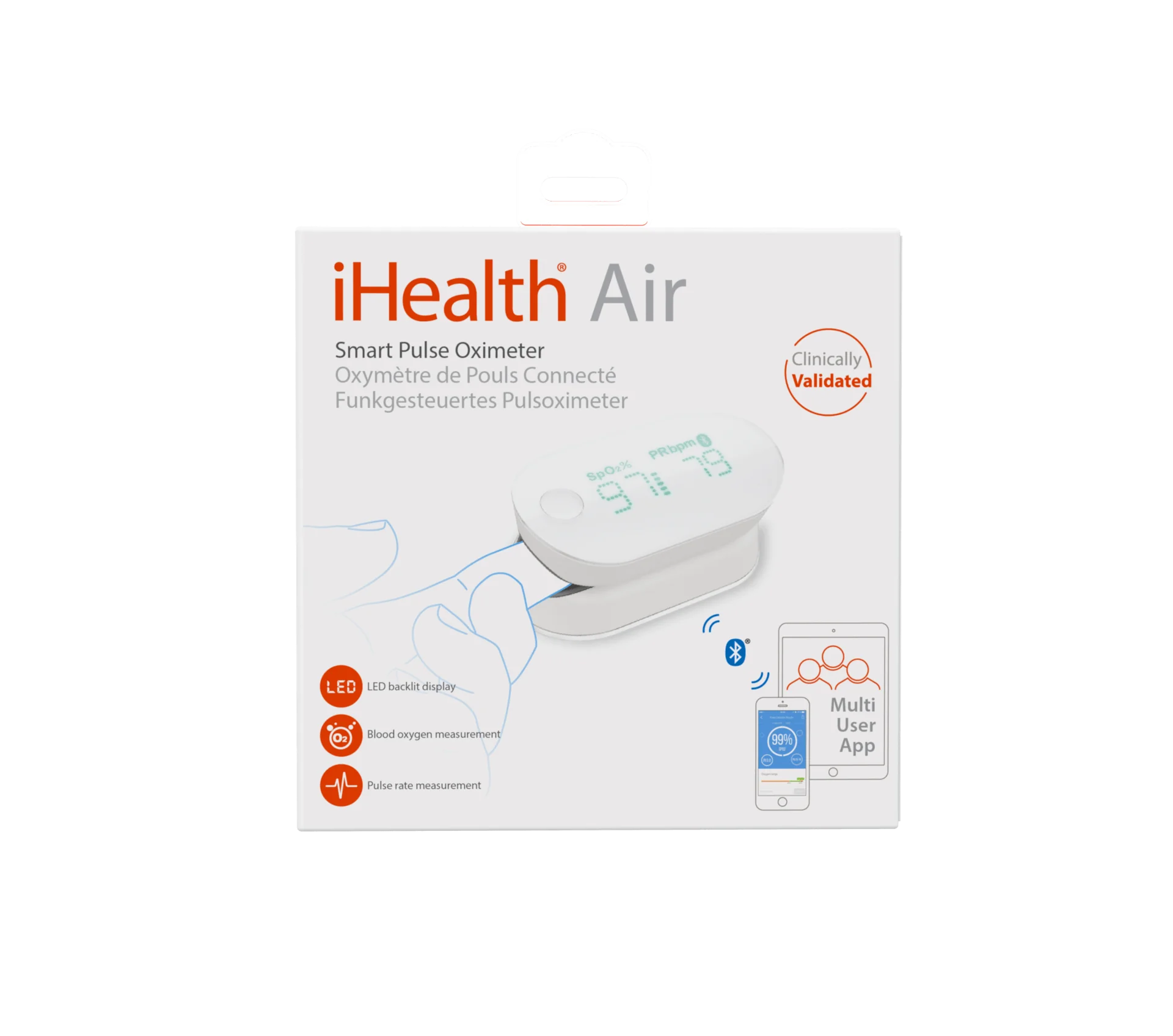 iHealth AIR Smart PO3M pulsoksymetr napalcowy, 1 szt.