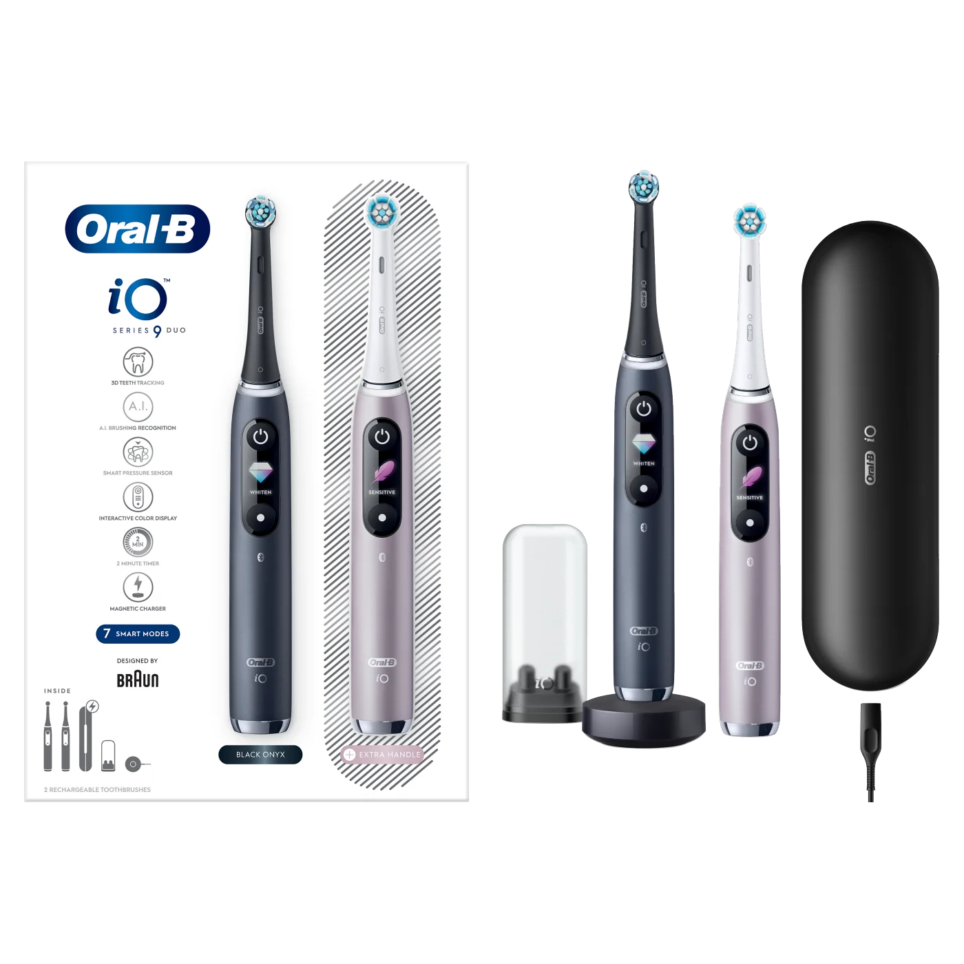 Oral-B iO Series 9 Duo Black Onyx i Rose Quartz szczoteczka elektryczna, 2 sztuki
