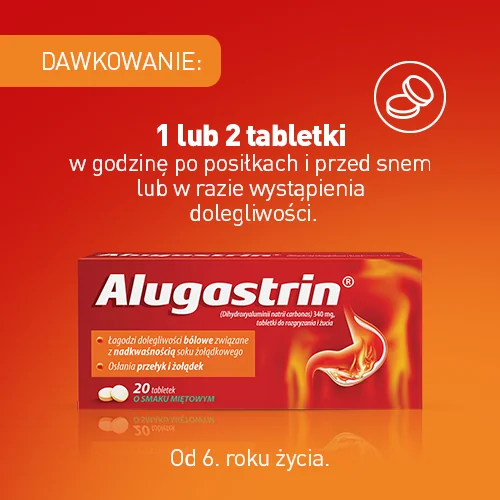 Alugastrin 340 mg 20 tabletek o smaku miętowym