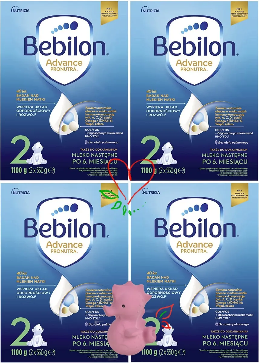 Bebilon 2 Pronutra-Advance, mleko następne po 6. miesiącu, 4 x 1100 g + zabawka TIKIRI