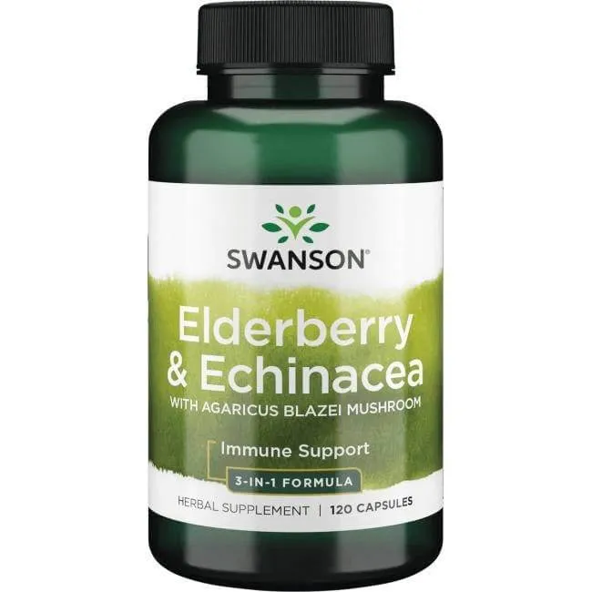 Swanson Elderberry Agaricus Echinacea, suplement diety, 120 kapsułek