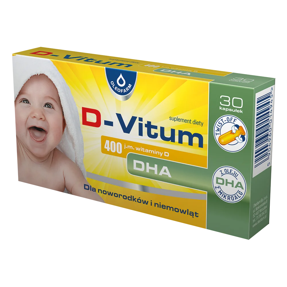 D-Vitum D3 400 j.m. + DHA 30 kasułek twist off