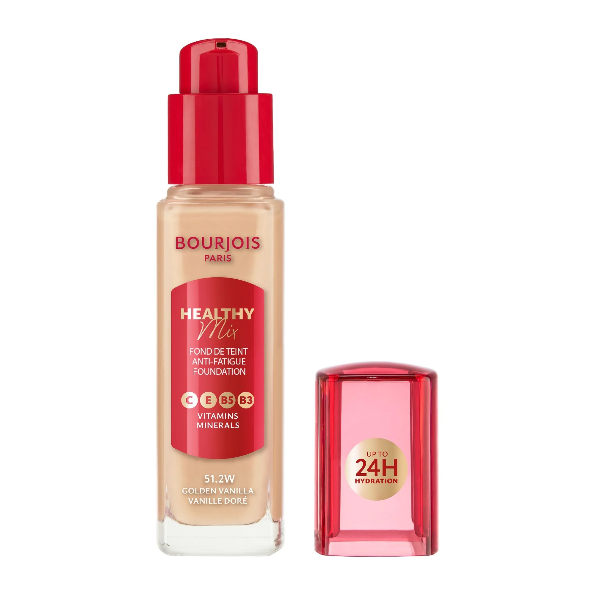 Bourjois Healthy Mix Foundation podkład do twarzy, nawilżająco-rozświetlający, z serum, nr 51.2 Golden Vanilla, 30 ml