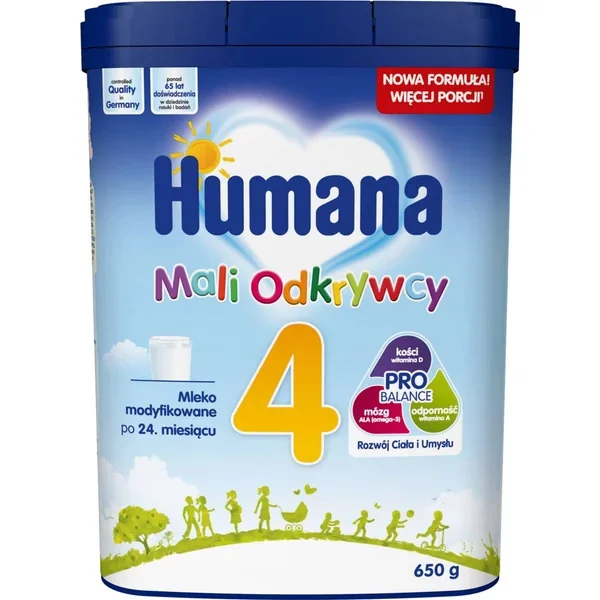 Humana 4 Mali Odkrywcy mleko modyfikowane po 24. miesiącu, 650 g