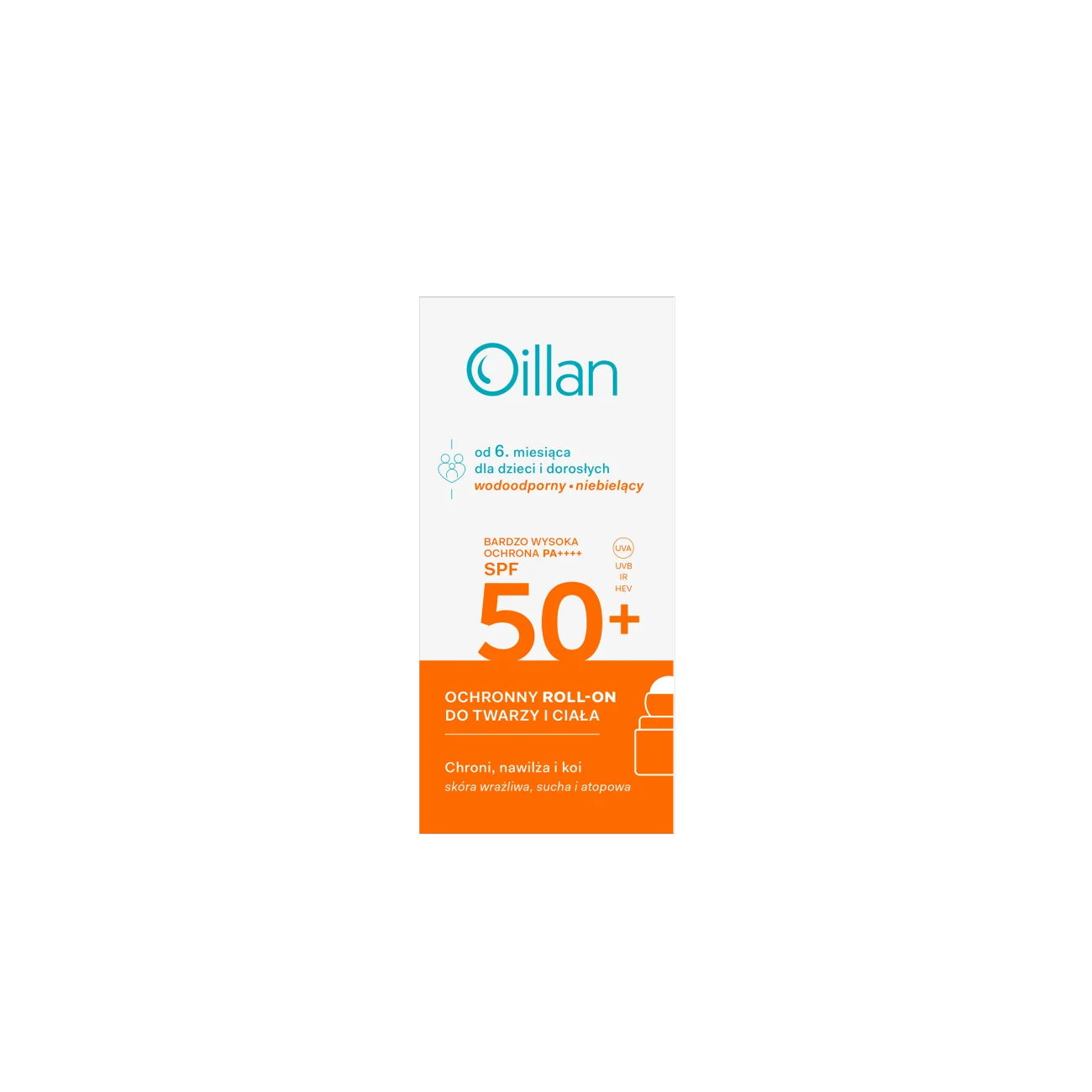 Oillan Sun Ochronny roll-on do twarzy i ciała, 50 ml