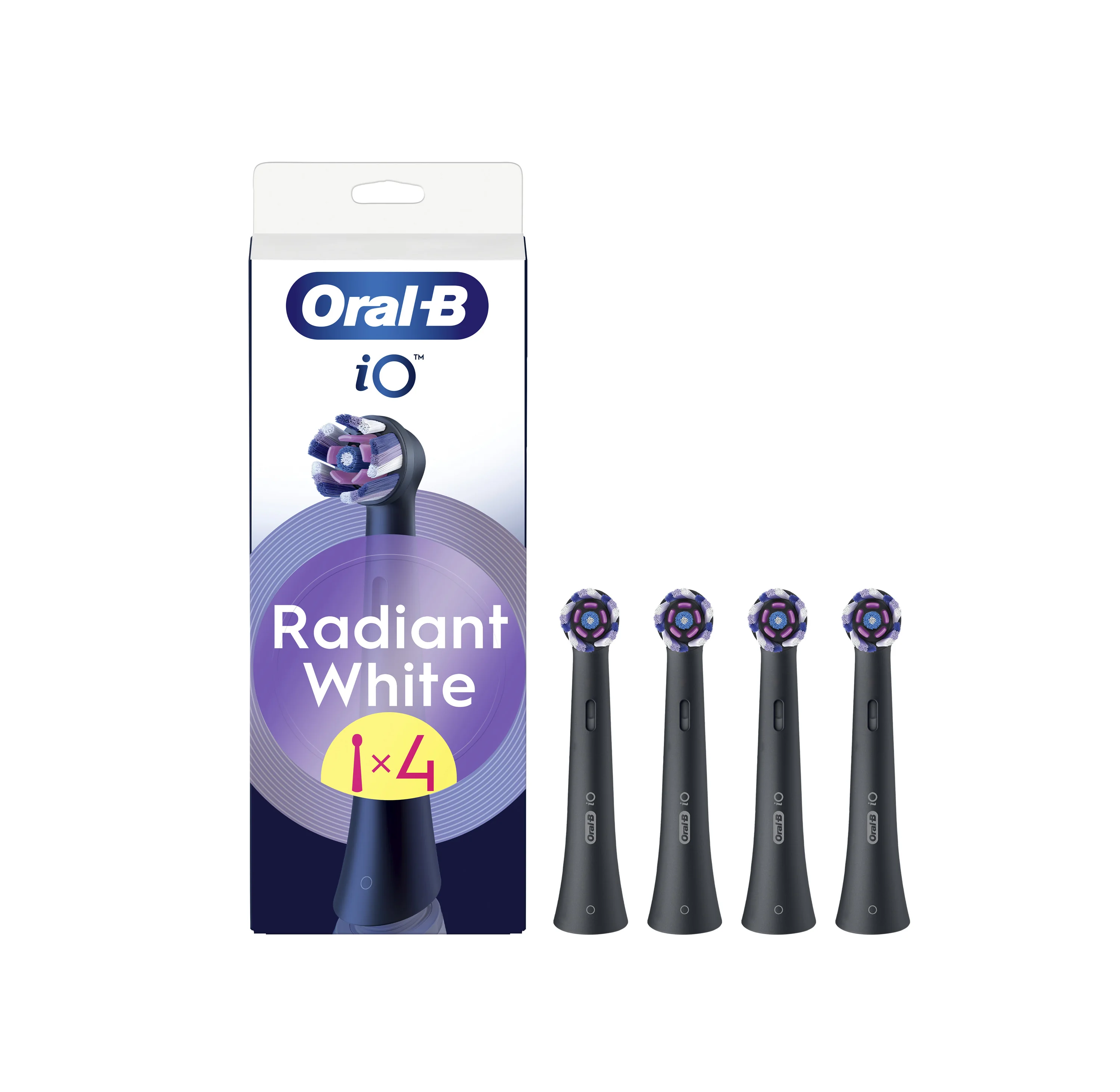 Oral-B iO Radiant White Black końcówki szczoteczek, 4 sztuki